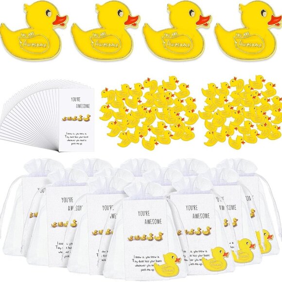 Jewelry - Yellow Duck Brooches 100 Sets Employee Appreciation Gift with Cheer Cards